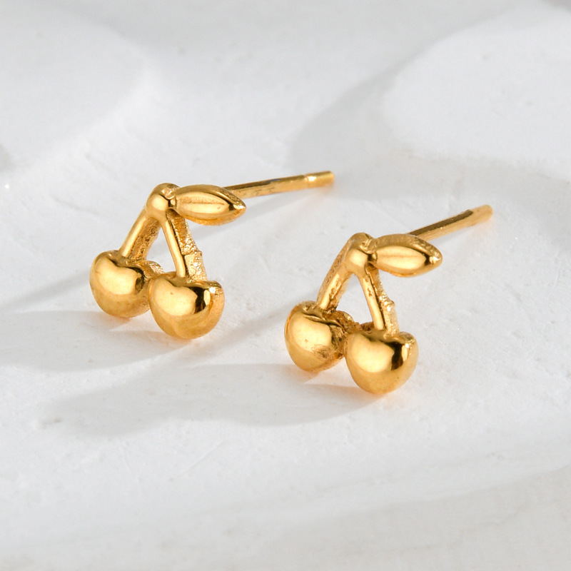 1 Pair Simple Fashionable Style Plant Shape Stainless Steel  Gold Color Women's Stud Earrings h5 